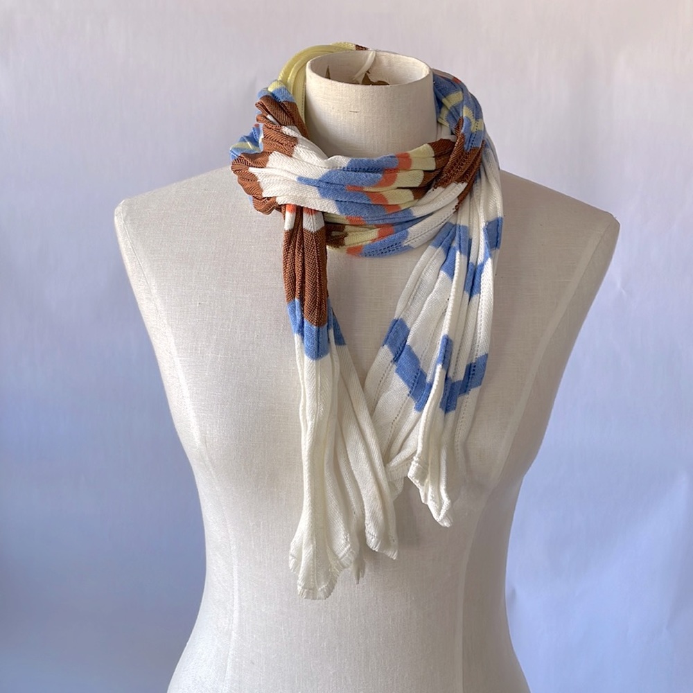 Missoni pointelle striped skinny scarf
